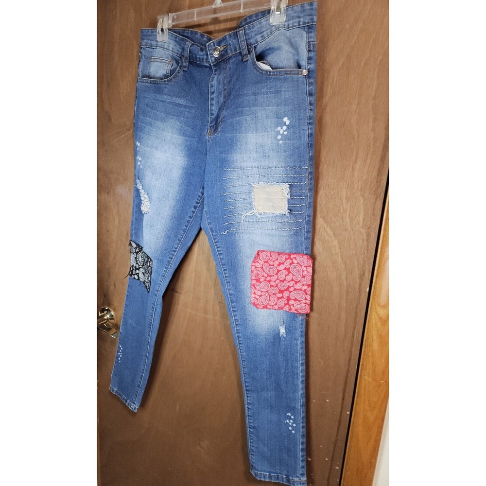 Tailored Recreation TR Premium Y2K Patched Distressed Skinny‎ Jeans 34X32 *EUC - Picture 3 of 16